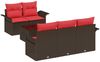 vidaXL Gartensofa-set mit Kissen 6 pcs Beige und Rot Poly-Rattan 3353913 Bild 2