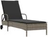 vidaXL Sonnenliege mit Rollen und Auflage Grau Poly Rattan 368310 Bild 2