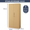 Mehrzweckschrank Metall abschließbar DAWID - Funktionaler Metallschrank | Schließfachschrank Putzmittelschrank Besenschrank Vorratsschrank, 185x90x45cm Beige Bild 2