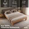 skølm 'Floki' Bett 180x200 cm mit Kopfteil Cord, dunkelbraun, Bettgestell, natur geölt, Massivholzbett aus Eiche, Doppelbett mit Bettkopf Bild 3