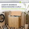 Juskys Bambus Wäschekorb Curly – 150 Liter Wäschesammler mit Deckel, Griff & Stoff Wäschesack – 3 Fächer Wäschesortierer – Wäschebox in Natur Bild 2