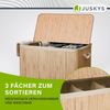 Juskys Bambus Wäschekorb Curly – 150 Liter Wäschesammler mit Deckel, Griff & Stoff Wäschesack – 3 Fächer Wäschesortierer – Wäschebox in Natur Bild 5