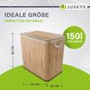 Juskys Bambus Wäschekorb Curly – 150 Liter Wäschesammler mit Deckel, Griff & Stoff Wäschesack – 3 Fächer Wäschesortierer – Wäschebox in Natur Bild 3