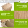 Juskys Bambus Wäschekorb Curly – 150 Liter Wäschesammler mit Deckel, Griff & Stoff Wäschesack – 3 Fächer Wäschesortierer – Wäschebox in Natur Bild 4
