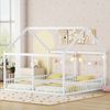 2-in-1 Hausbett Kinderbett 90x200 mit Geländer, Doppelbett für Geschwister, Massivholz Designbett, Haus-Form, stabile Konstruktion Bild 2