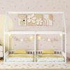 2-in-1 Hausbett Kinderbett 90x200 mit Geländer, Doppelbett für Geschwister, Massivholz Designbett, Haus-Form, stabile Konstruktion Bild 4