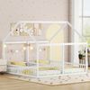 2-in-1 Hausbett Kinderbett 90x200 mit Geländer, Doppelbett für Geschwister, Massivholz Designbett, Haus-Form, stabile Konstruktion Bild 3