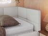 Jugendbett 90x200 ARVO Polsterbett mit Bettkasten, Stauraum & Gasdruckfeder, Modernes Design mit Kopfteil - Weiß Kunstleder - Rechts Seite Bild 4