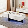 Couchtisch 100x50x34,5 cm mit 3 Schubladen und LED-Beleuchtung – Wohnzimmertisch in Weiß Hochglanz Bild 4