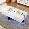 Couchtisch 100x50x34,5 cm mit 3 Schubladen und LED-Beleuchtung – Wohnzimmertisch in Weiß Hochglanz Bild 5