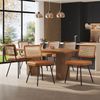 Merax 4er Set Esszimmerstühle aus Kunstleder, Polsterstühle(Set, 4 St), Rattan-Loungesessel Schminkstuhl Ergonomischer Stuhl Leichter Luxusstuhl Retro-Stuhl, Braun Bild 3