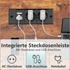 Furnicopia Eckschreibtisch Schreibtisch mit LED und USB L-förmiger Computertisch 160CM (Mit großem Ablagefach, USB-Ladeanschluss und Steckdose) Bild 3