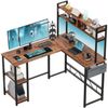 Furnicopia Eckschreibtisch Schreibtisch mit LED und USB L-förmiger Computertisch 160CM (Mit großem Ablagefach, USB-Ladeanschluss und Steckdose) Bild 4