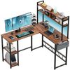 Furnicopia Eckschreibtisch Schreibtisch mit LED und USB L-förmiger Computertisch 160CM (Mit großem Ablagefach, USB-Ladeanschluss und Steckdose) Bild 2