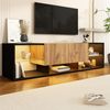 Merax Lowboard mit LED-Beleuchtung (1 St), TV-Schrank Fernsehschrank mit Glasablage und 2 Schubladen, 160 x 40 x 42 cm Bild 5
