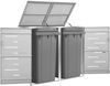 2er Mülltonnenbox JAGU Edelstahl Grau 115,5x138x77,5cm Mülltonnenverkleidung für 2 Tonnen 240L Müllbox aus Metall Mülltonnenschutz Mülltonnendach Bild 2