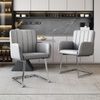 Merax 2er Set Esszimmerstühle, Polsterstühle, mit vertikalen Streifen, Gepolsterter Sessel mit zickzackförmige Metallbeine, Lounge-Stuhl, Wohnzimmerstuhl, PU, grau Bild 2