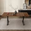 Esstisch, 180 cm lang x 90 cm breit x 75 cm hoch, moderner Stil, robust und langlebig, Metallbeine, bietet Platz für 6-8 Personen, schlichter moderner Stil, Walnussholzfarbe + Schwarz. Bild 4