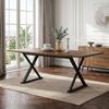 Esstisch, 180 cm lang x 90 cm breit x 75 cm hoch, moderner Stil, robust und langlebig, Metallbeine, bietet Platz für 6-8 Personen, schlichter moderner Stil, Walnussholzfarbe + Schwarz. Bild 1