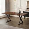 Esstisch, 180 cm lang x 90 cm breit x 75 cm hoch, moderner Stil, robust und langlebig, Metallbeine, bietet Platz für 6-8 Personen, schlichter moderner Stil, Walnussholzfarbe + Schwarz. Bild 3