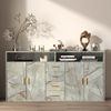 HOMAVO Sideboard BG1-L 160 x 81 x 40 cm Mit 2 Türen Und 4 Schubladen, Grau, 160X40X81,2cm Bild 2