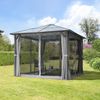 TOOLPORT Gartenpavillon 3x3 m Polycarbonat Dach ca. 6 mm - Hardtop Pavillon mit 4 Seitenteilen und Moskitonetzen in grau Bild 5
