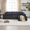 Modulares Sofa 257x90–160x62 cm in Grau – Cordbezug mit Chaiselongue, 5 Kissen, Seitentaschen & Cupholder Bild 2
