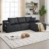 Modulares Sofa 257x90–160x62 cm in Grau – Cordbezug mit Chaiselongue, 5 Kissen, Seitentaschen & Cupholder Bild 3