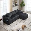 Modulares Sofa 257x90–160x62 cm in Grau – Cordbezug mit Chaiselongue, 5 Kissen, Seitentaschen & Cupholder Bild 4