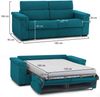 Dmora 2-Sitzer Schlafsofa Tenna, Schlafsofa fürs Wohnzimmer, gepolstert, abnehmbar, 100 % Made in Italy-Qualität, 185x95 h100 cm, Hellblau Bild 3