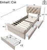 MODFU Polsterbett Stauraumbett mit verstellbarem Kopfteil (Jugendbett Funktionsbett, 90 x 200 cm ohne Matratze), mit 2 Schubladen, Lattenrost mit Klettverschluss Bild 5