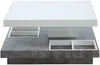 Vente-unique - Couchtisch mit drehbarer Tischplatte - MDF - Weiß lackiert & Beton-Optik - FAUSTO II Bild 3