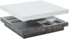 Vente-unique - Couchtisch mit drehbarer Tischplatte - MDF - Weiß lackiert & Beton-Optik - FAUSTO II Bild 4