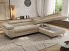 MKS Möbel 'Pablo L-Form' Ecksofa mit Schlaffunktion, verstellbare Kopfstützen, Beige, Schenille grob, T25 Topper, Rechts Bild 3