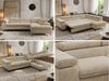 MKS Möbel 'Pablo L-Form' Ecksofa mit Schlaffunktion, verstellbare Kopfstützen, Beige, Schenille grob, T25 Topper, Rechts Bild 2