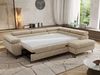 MKS Möbel 'Pablo L-Form' Ecksofa mit Schlaffunktion, verstellbare Kopfstützen, Beige, Schenille grob, T25 Topper, Rechts Bild 4