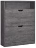 Vasagle Schuhschrank 2 Klappen, Schuhkipper, Schuhregal, Schuhaufbewahrung, offenes Fach, Trennwand verstellbar, für 11-16 Paar Schuhe, Flur, 24 x 80 x 102 cm, nebelgrau LBCDE048G01 Bild 2