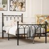 Einzelbett Metall 90x200 cm, Schwarz, Lattenrost, Stauraum 27 cm, rustikal (ohne Matratze) Bild 3