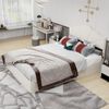Flieks Doppelbett 140x200cm, Polsterbett mit Kopfteil, Bettkasten & Stauraum, Einzigartiges Nietendesign, Beige Bild 2