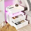 Nachttisch 50x40x60 cm mit LED-Beleuchtung, 1 Schublade & offenes Fach, Weiß Bild 2