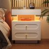 Nachttisch 50x40x60 cm mit LED-Beleuchtung, 1 Schublade & offenes Fach, Weiß Bild 3