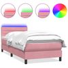 vidaXL Boxspringbett mit Matratze & LED Rosa 90x210 cm Samt 3316964 Bild 2
