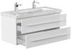 Badmöbel Marmor Carrara White Damo 100 cm 2 Hahnlöcher SoftClose weiß hochglanz : Weiss hochglanz Bild 4