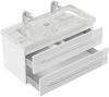 Badmöbel Marmor Carrara White Damo 100 cm 2 Hahnlöcher SoftClose weiß hochglanz : Weiss hochglanz Bild 2