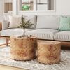 2er Couchtisch-Set, verschachtelbar, 48 x 48 x 38 cm/38 x 38 x 32 cm, aus Massivholz, MDF und natürlichem Burl-Furnier Bild 2