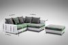 Wohnlandschaft Sofa Couch Ecksofa Eckcouch Gewebestoff schwarz + Hocker Minsk R Bild 3