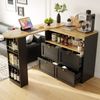 Um 360° drehbarer Bartisch / Sideboard 105x39x102 cm, 4 Schubladen, schwarz/gold Bild 4
