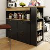 Um 360° drehbarer Bartisch / Sideboard 105x39x102 cm, 4 Schubladen, schwarz/gold Bild 3
