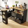 Um 360° drehbarer Bartisch / Sideboard 105x39x102 cm, 4 Schubladen, schwarz/gold Bild 4