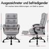 Großer Bürostuhl mit Neigung, Drehung & Fußstütze, Leinenstoff, Grau Bild 2